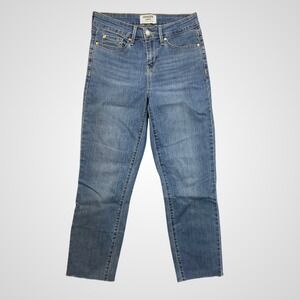 Denizen from Levi's Mid Rise Boyfriend Jeans Womens 2 W26 Blue Excellent Raw Hem